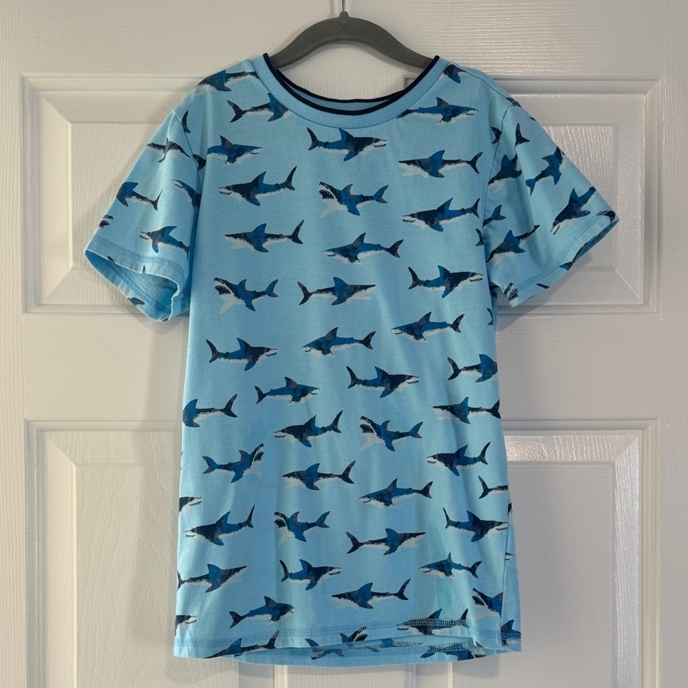 Hatley Blue Shark Print Kids Short Sleeve Tee